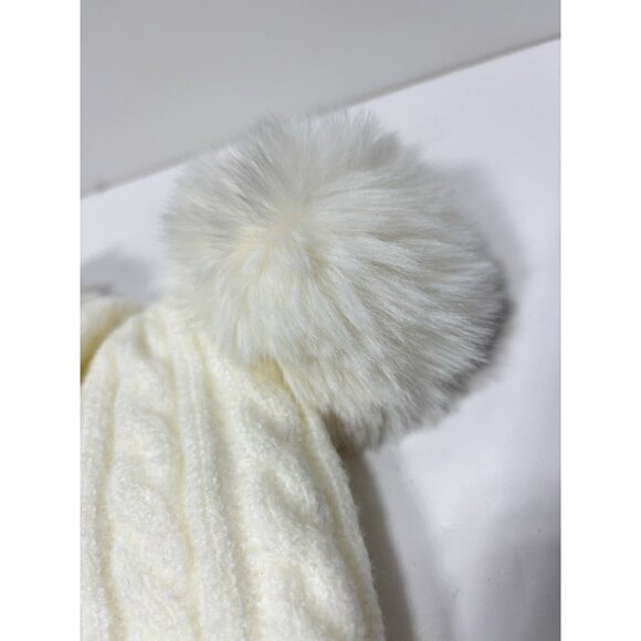 Women's Cozy Winter Hat with Double Pom Poms, Cream White, Soft Cozy Lining -New - Picture 5 of 10